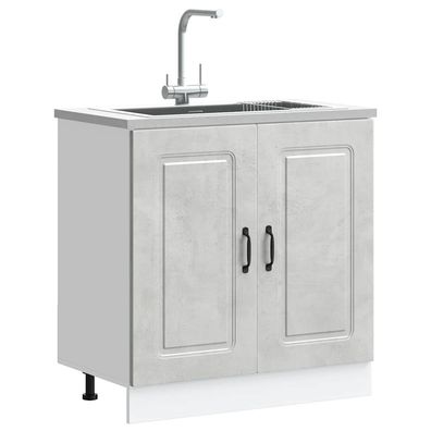 vidaXL Spülenunterschrank Kalmar Betongrau 80x46x81,5 cm Holzwerkstoff