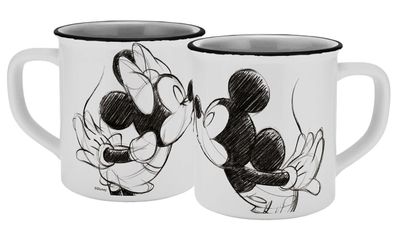Tasse Mickey Kiss Sketch, Emaille Optik Minnie Mouse Mickey Mouse