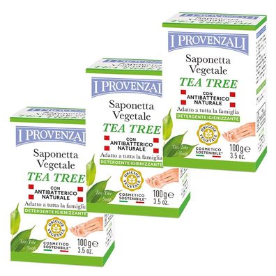 I Provenzali Antibakterielle Pflanzenseife mit Teebaumöl 3 x 100 g