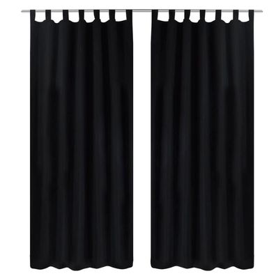 Vorhänge Gardinen aus Satin 2-teilig 140 x 225 cm Schwarz