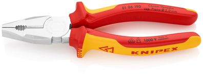 KNIPEX 01 06 190 Kombizange Chrom-Vanadin isoliert mit Mehrkomponenten-Hüllen, VDE-ge