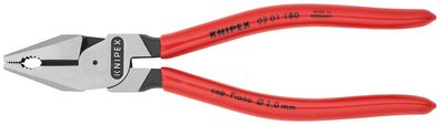 KNIPEX 02 01 180 SB Kraft-Kombizange mit Kunststoff überzogen schwarz atramentiert 18