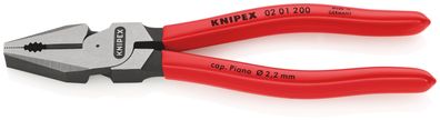 KNIPEX 02 01 200 SB Kraft-Kombizange mit Kunststoff überzogen schwarz atramentiert 20