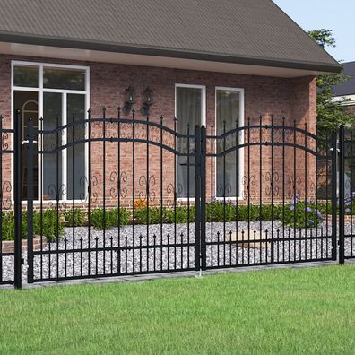 vidaXL Zauntor mit Speerspitzen Schwarz 305x173 cm Stahl