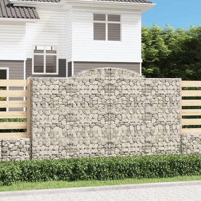 vidaXL Gabionen mit Hochbogen 3 Stk. 300x30x180/200cm Verzinktes Eisen