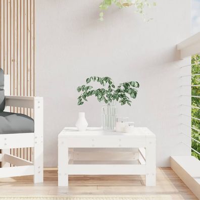 vidaXL Gartenhocker Weiß Massivholz Kiefer