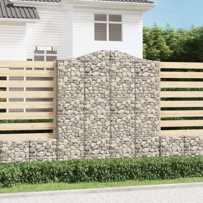 vidaXL Gabionen mit Hochbogen 11Stk. 200x50x220/240cm Verzinktes Eisen
