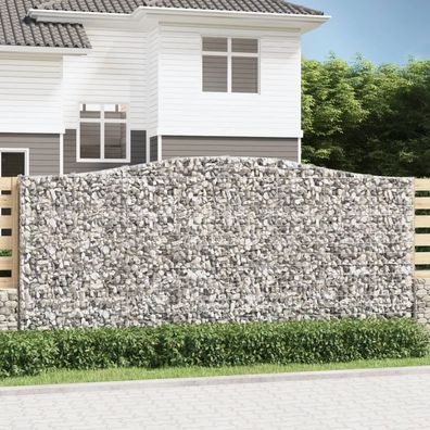vidaXL Gabionen mit Hochbogen 2 Stk. 400x30x180/200cm Verzinktes Eisen