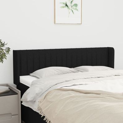 vidaXL Kopfteil mit Ohren Schwarz 147x16x78/88 cm Stoff