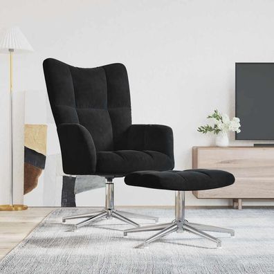 vidaXL Relaxsessel mit Hocker Schwarz Samt