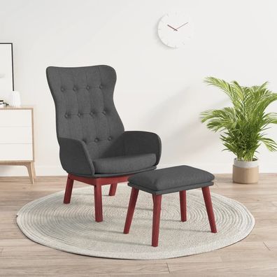 vidaXL Relaxsessel mit Hocker Dunkelgrau Stoff