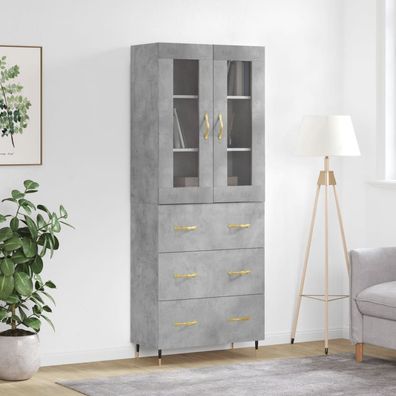 vidaXL Highboard Betongrau 69,5x34x180 cm Holzwerkstoff