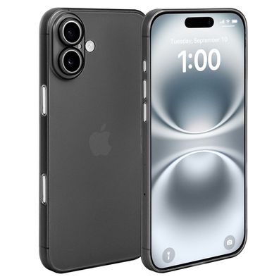 doupi Ultra Slim Case iPhone 16 6,1" Fein Matt Clear Schutz Hülle Skin Cover Schwarz