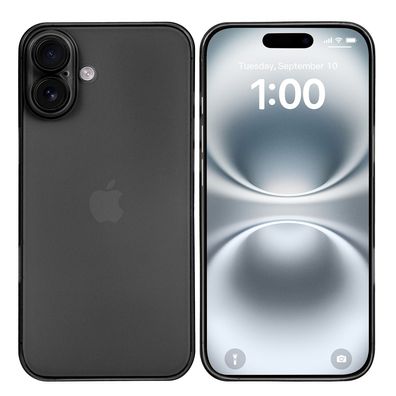 doupi Ultra Slim Case iPhone 16 Plus Fein Matt Clear Schutz Hülle Skin Cover Schwarz