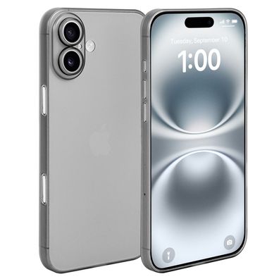 doupi Ultra Slim Case iPhone 16 6,1 Fein Matt Dünn Clear Schutz Hülle Skin Cover Grau