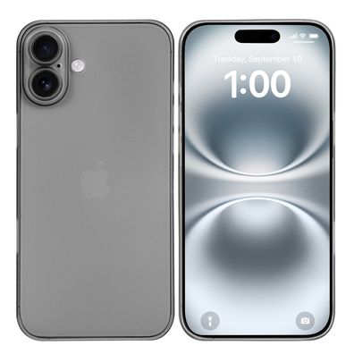 doupi Ultraslim Case iPhone 16 Plus Fein Matt Dünn Clear Schutz Hülle Skin Cover Grau