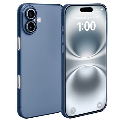 doupi Ultra Slim Case iPhone 16 6,1 Fein Matt Dünn Clear Schutz Hülle Skin Cover Blau