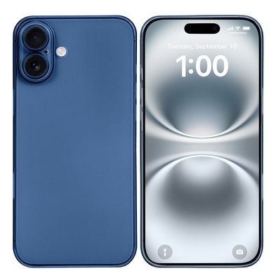 doupi Ultraslim Case iPhone 16 Plus Fein Matt Dünn Clear Schutz Hülle Skin Cover Blau
