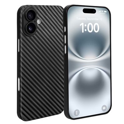 doupi Ultra Slim Case iPhone 16 6,1" Matt Schutz Hülle Skin Cover Schwarz Carbon Look