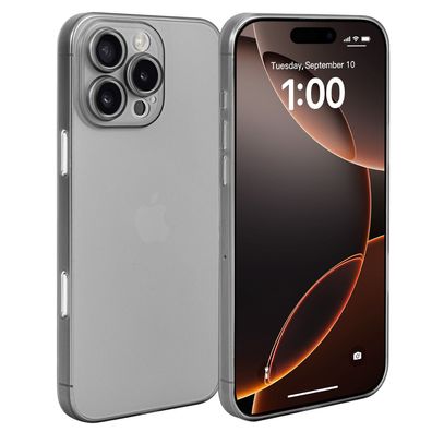 doupi Ultra Slim Case iPhone 16 Pro Fein Matt Dünn Clear Schutz Hülle Skin Cover Grau
