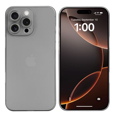 doupi Ultra Slim Case iPhone 16 Pro Max Fein Matt Clear Schutz Hülle Skin Cover Grau