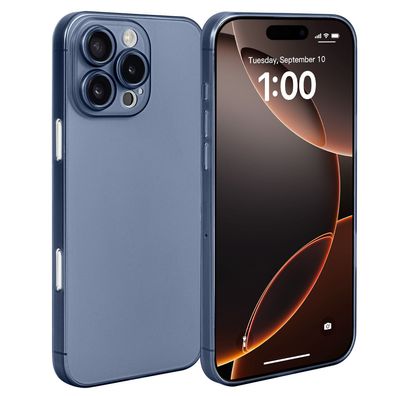 doupi Ultra Slim Case iPhone 16 Pro Fein Matt Dünn Clear Schutz Hülle Skin Cover Blau