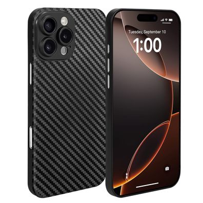 doupi Ultra Slim Case iPhone 16 Pro Matt Schutz Hülle Skin Cover Schwarz Carbon Look
