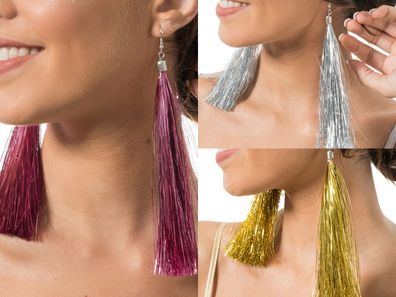 Festival Tinsel Earrings Glitter Ohrringe Fransenohrringe Party Karneval Motto