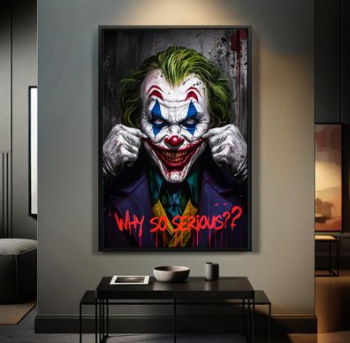 Why So Serious, Joker Batman Pop Art Kunst Wandbild, Leinwand, Acrylglas, Poster r4
