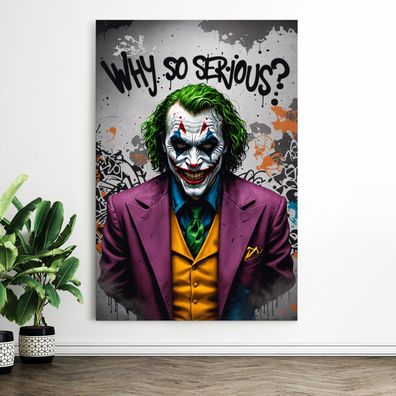 Why So Serious, Joker Batman Pop Art Kunst Wandbild, Leinwand, Acrylglas, Poster r1