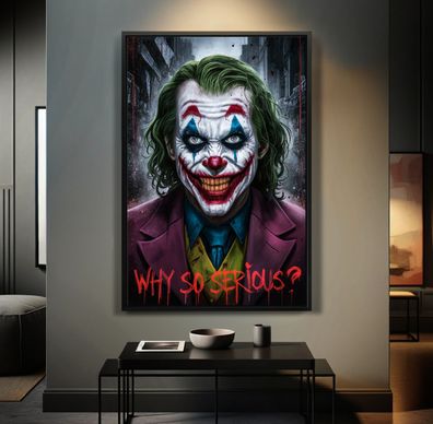 Why So Serious, Joker Batman Pop Art Kunst Wandbild, Leinwand, Acrylglas, Poster r3