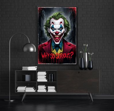 Why So Serious, Joker Batman Pop Art Kunst Wandbild, Leinwand, Acrylglas, Poster r5