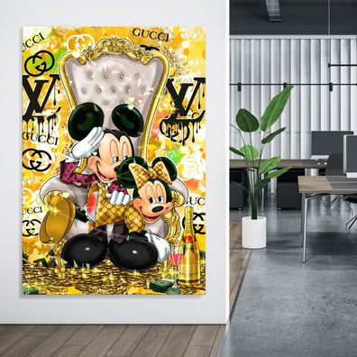 Luxusmodemarke Micky und Minnie Maus Kunst Bild Wandbild Leinwand, Acrylglas, Poster
