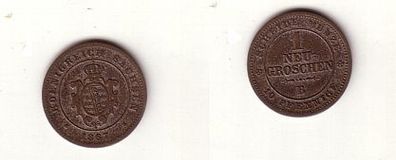 1 Neugroschen Silber Münze Sachsen 1867 B (109434)