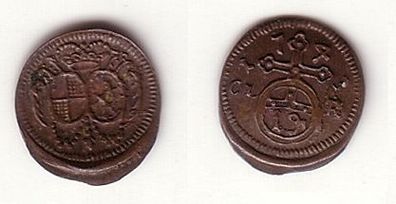 1 Pfennig Kupfer Münze Brandenburg Bayreuth 1743 CIR (108759)