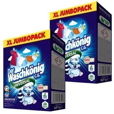 Waschkönig Universal Waschpulver 2x6 kg - Hochleistungsformel
