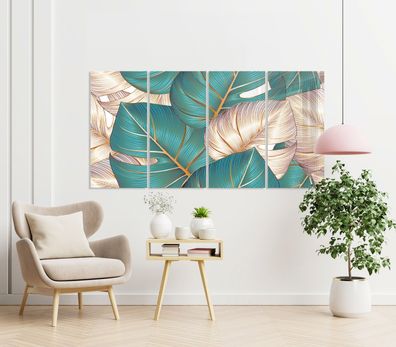 Wandbild Blätter, Luxus Rosa Pink Pflanzen, Moderne Wandkunst Acrylglas - Leinwand Ar