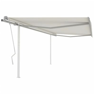 vidaXL Markise Manuell Einziehbar mit Pfosten 4x3,5 m Creme