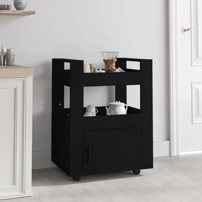 vidaXL Küchenwagen Schwarz 60x45x80 cm Holzwerkstoff