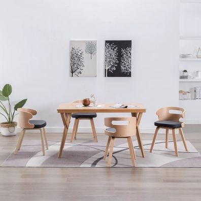 vidaXL Esszimmerstühle 4 Stk. Schwarz Bugholz und Kunstleder