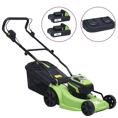 Kabelloser Rasenmäher 20V Li-Ion Akku 37cm Schnittbreite inkl. 2 Akkus und Ladegerät