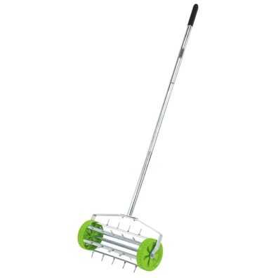 Rollender Rasen-Vertikutierer 45 cm 27 Stacheln Stahl-Trommel für Rasenbelüftung