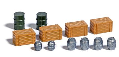 Busch H0 7784 Holzkisten und Fässer Ölfass Bierfass Ausgestaltungs-Set 1:87