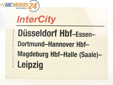 E244 Zuglaufschild Waggonschild InterCity Düsseldorf Hbf - Hannover - Leipzig