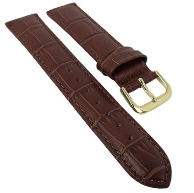 Minott Uhrenarmband Leder dunkelbraun mit Alligatorprägung 29488