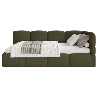 Selsey Cloudy - Jugendbett 90x200, rechts, Bouclé Olivgrün