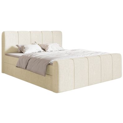 Selsey Cloudy II - Boxspringbett 160x200 cm, mit Bettkästen und Topper, Chenille Crem