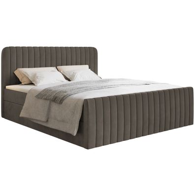 Selsey Saliano - Boxspringbett 160x200 mit Bettkasten, Topper und Samtbezug, Braun