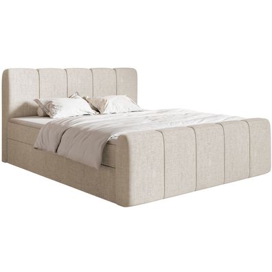 Selsey Cloudy II - Boxspringbett 140x200 cm, mit Bettkästen und Topper, Chenille Hell
