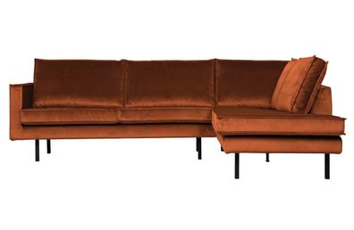 BePureHome - Ecksofa Rodeo Samt, rechts Rost